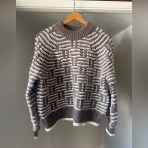 Vero Moda Brown and White Crewneck Sweater